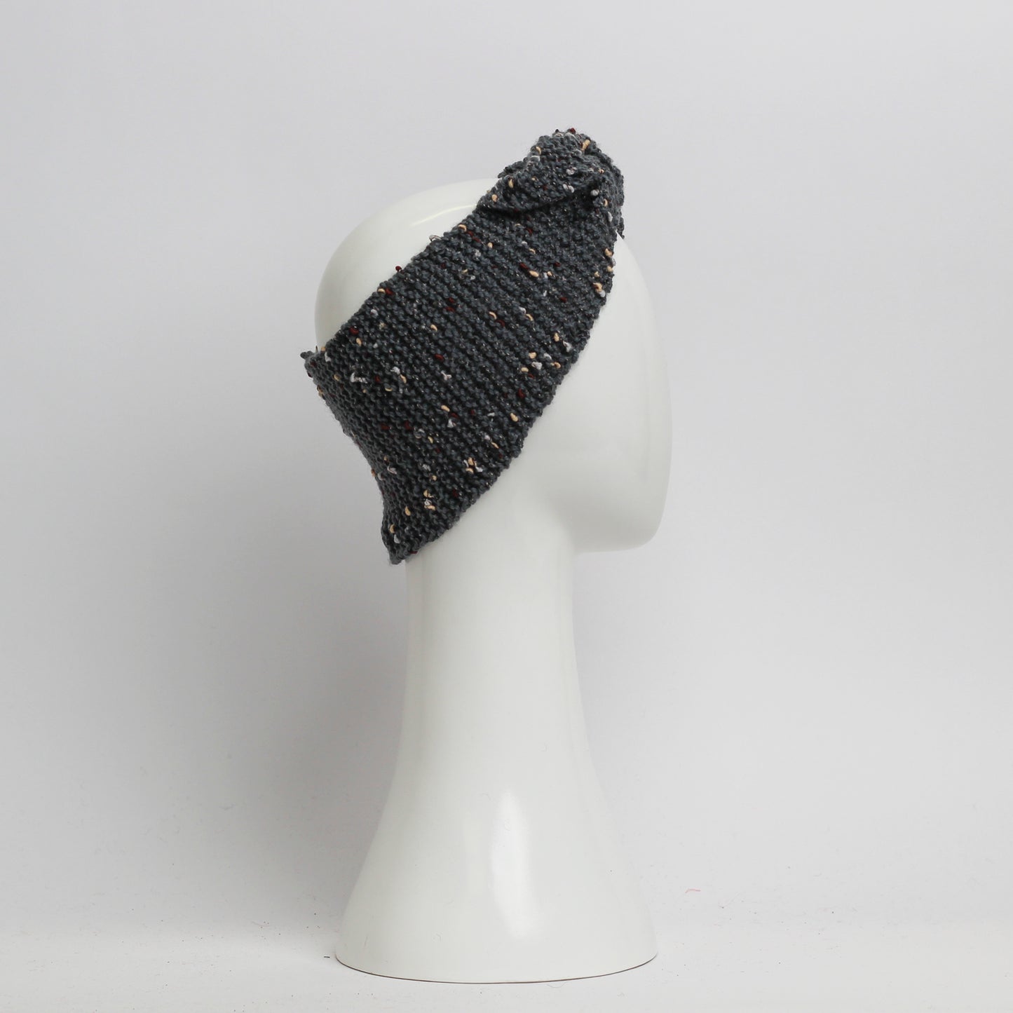 Nassau Knitted Turban Headwrap Headband in Marle Grey Wool