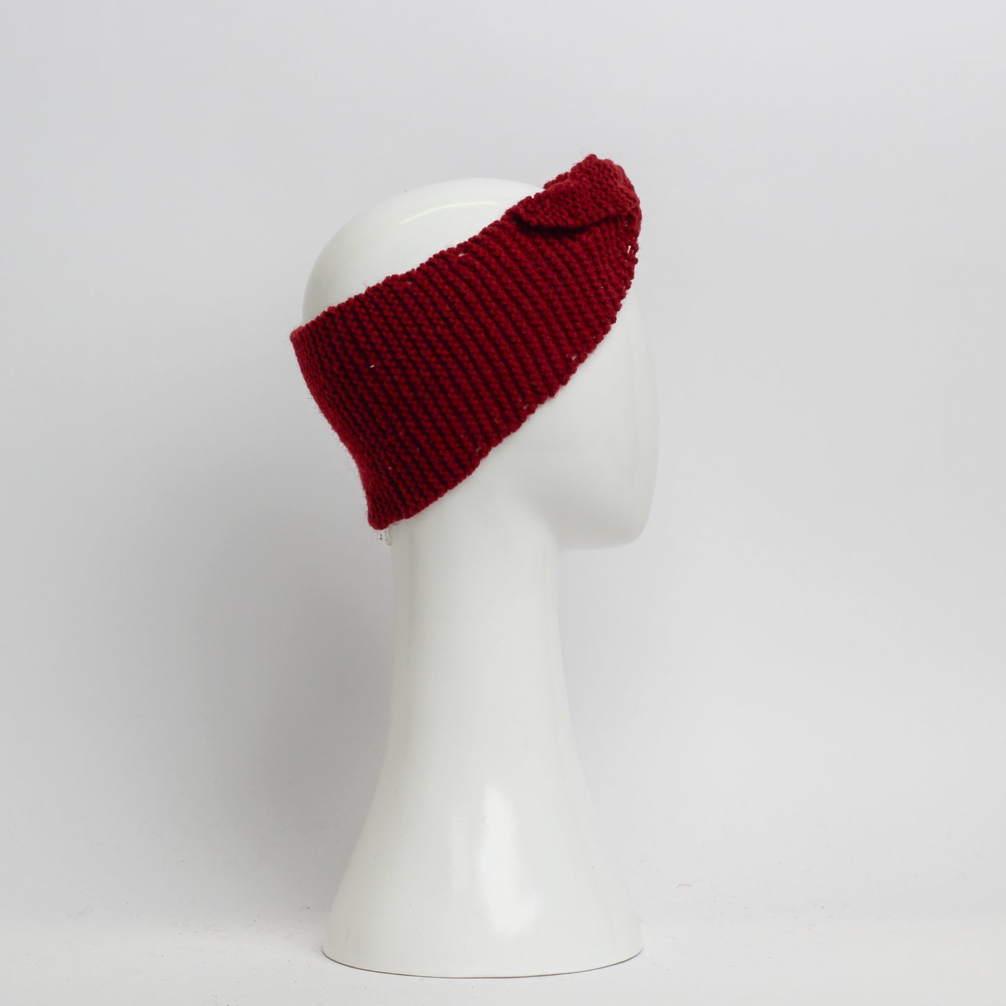 Nassau Knitted Turban Headwrap Headband in Maroon Red Wool