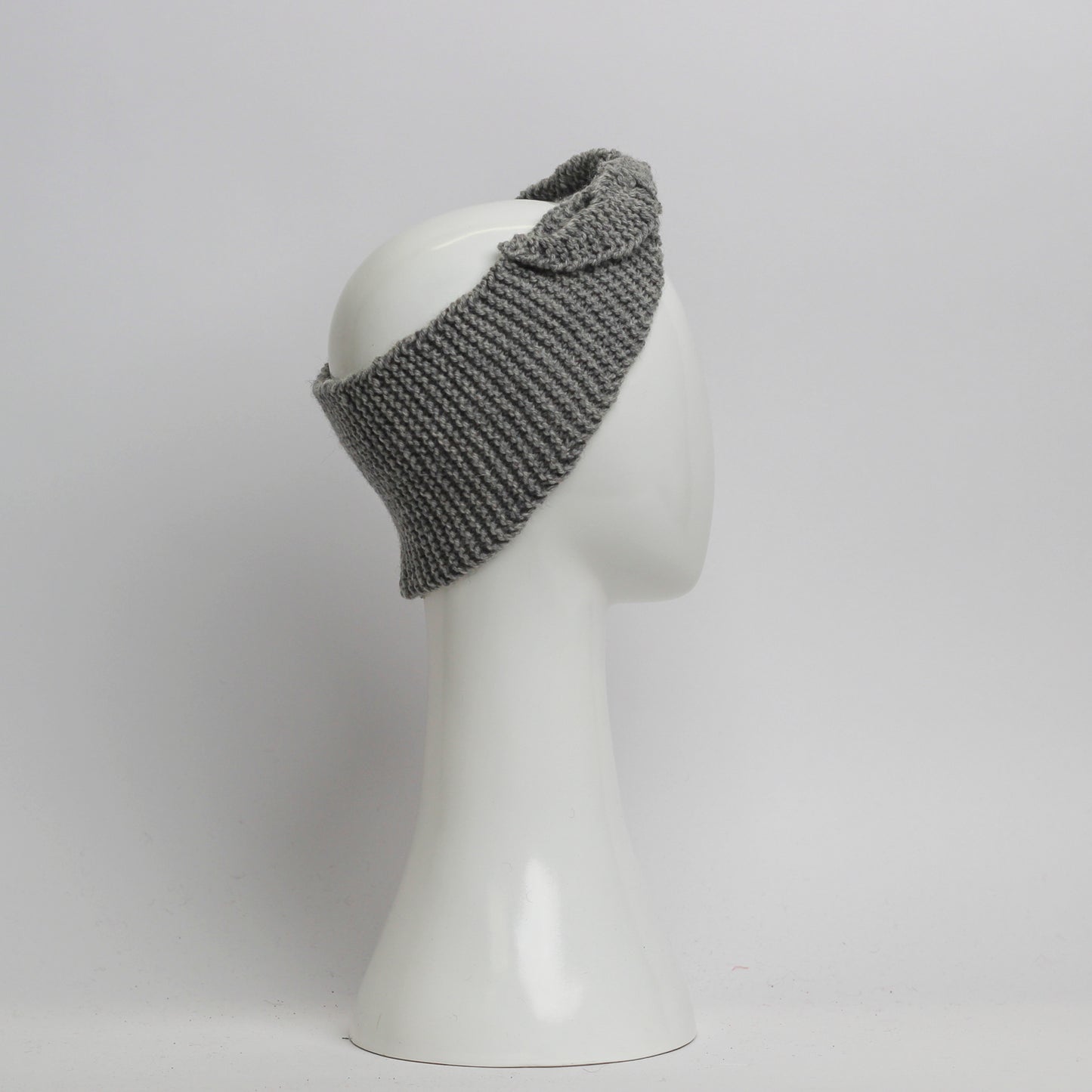 Nassau Knitted Turban Headwrap Headband in Mid Grey Wool