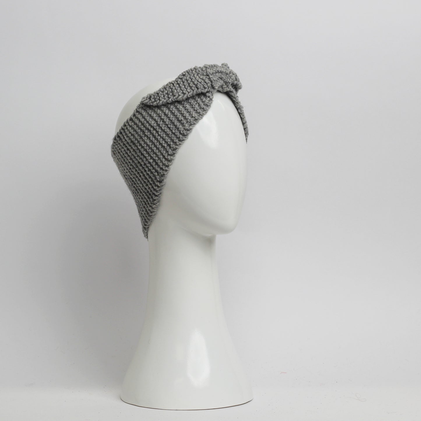 Nassau Knitted Turban Headwrap Headband in Mid Grey Wool