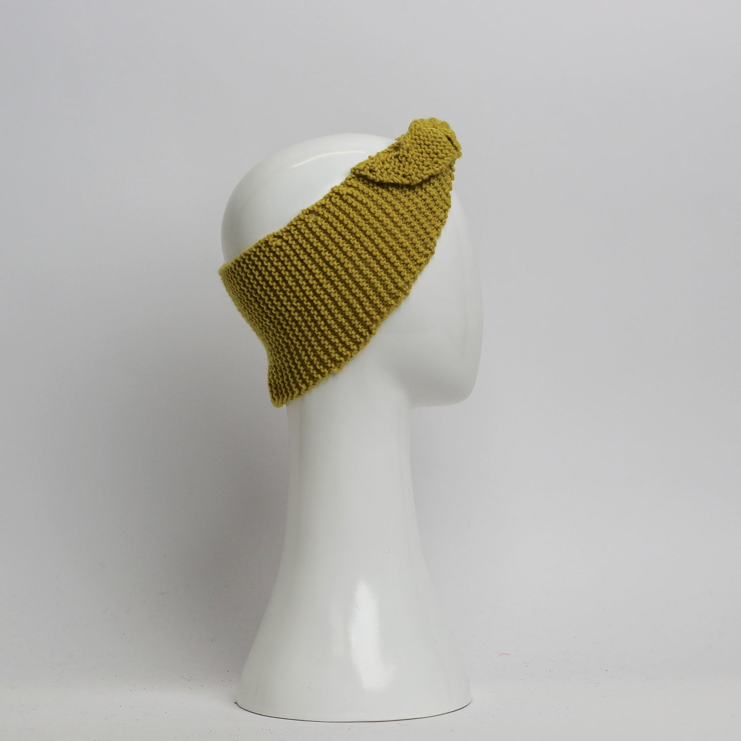 Nassau Knitted Turban Headwrap Headband in Mustard Yellow Wool