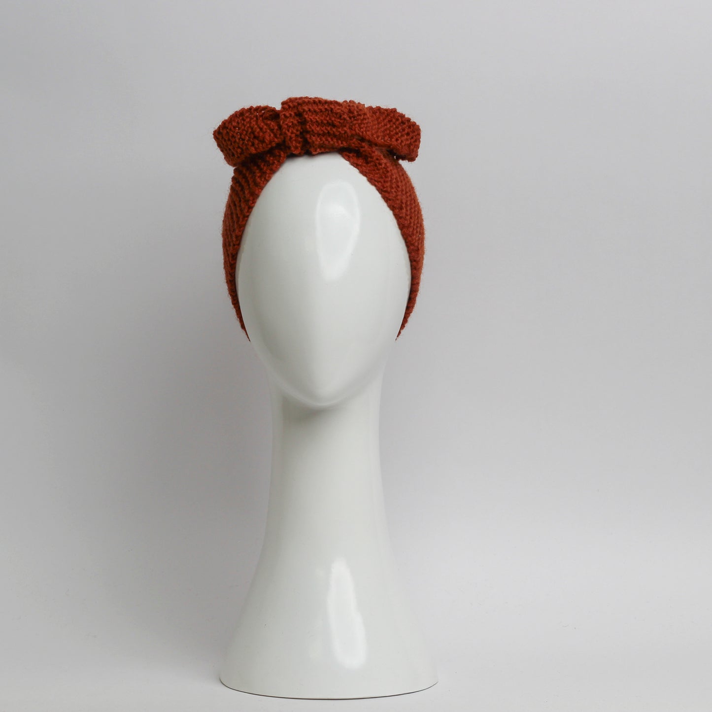 Nassau Knitted Turban Headwrap Headband in Ochre Orange Wool