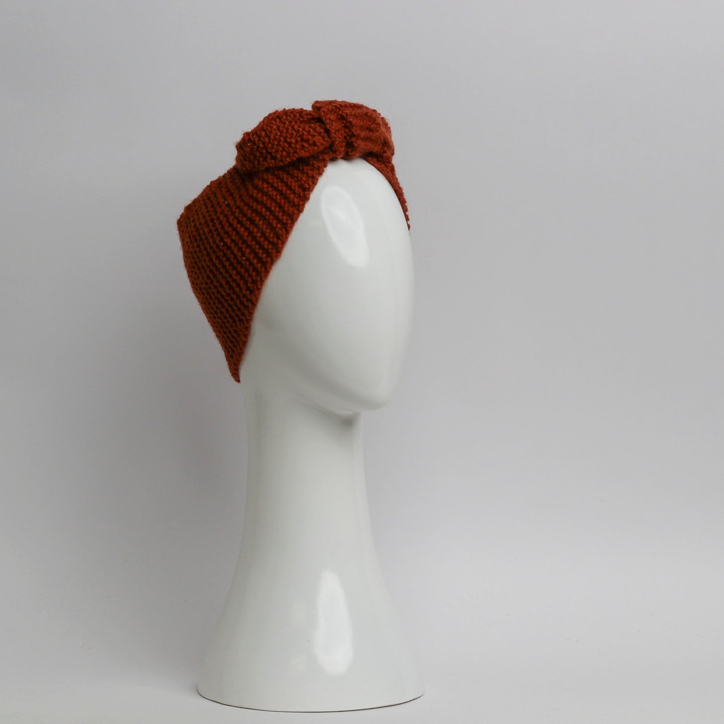 Nassau Knitted Turban Headwrap Headband in Ochre Orange Wool