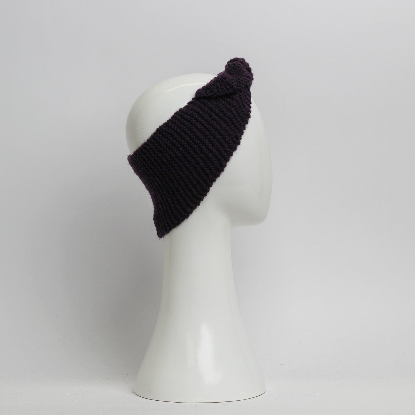 Nassau Knitted Turban Headwrap Headband in Deep Purple Wool