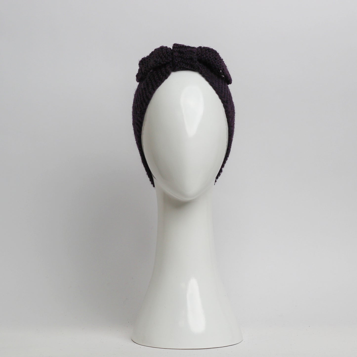 Nassau Knitted Turban Headwrap Headband in Deep Purple Wool