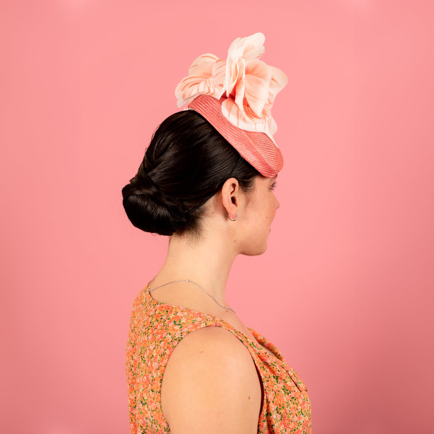 Patricia Beret in Straw with Silk Poppy Flowers in Pink Coral