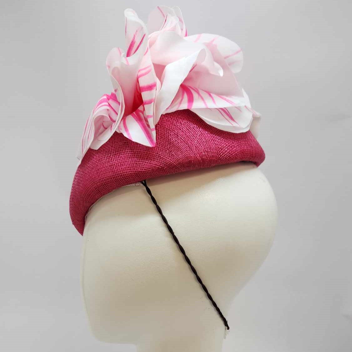 Polly Straw Beret with Silk Poppies in Pink