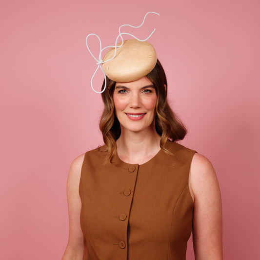 Vespa Straw Button Beret with Floating Crinoline Bow
