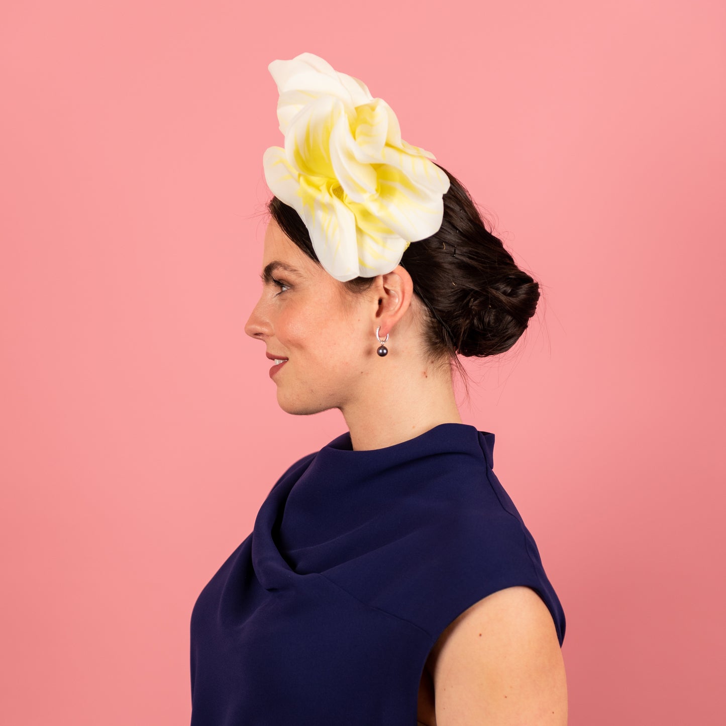 Victoria Headband with Silk Poppy Flowers in Yellow