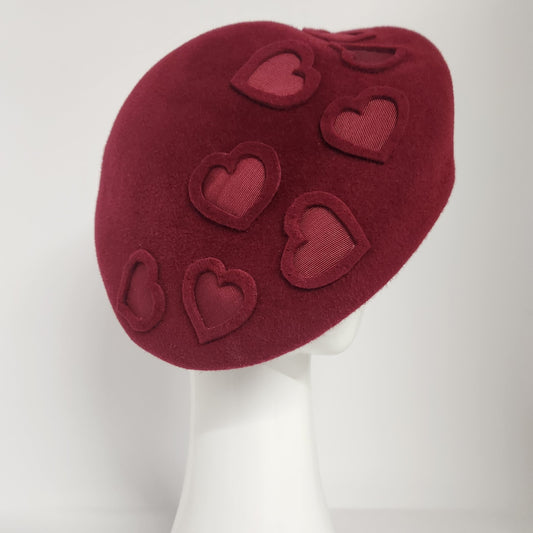 The Heart of Paris red felt beret with heart trim