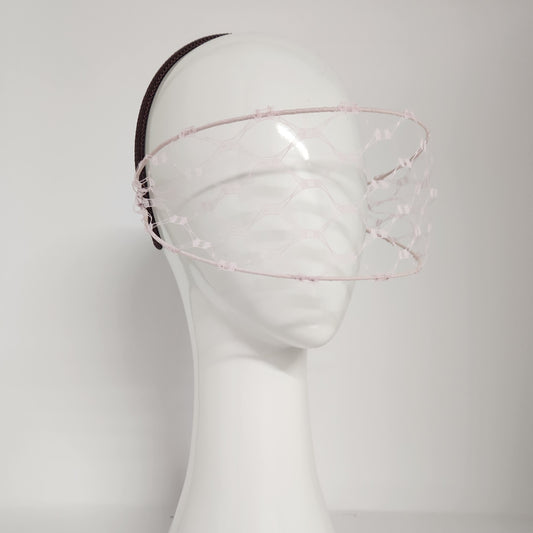 Jessica face veil on headband in pale pink vintage large veil