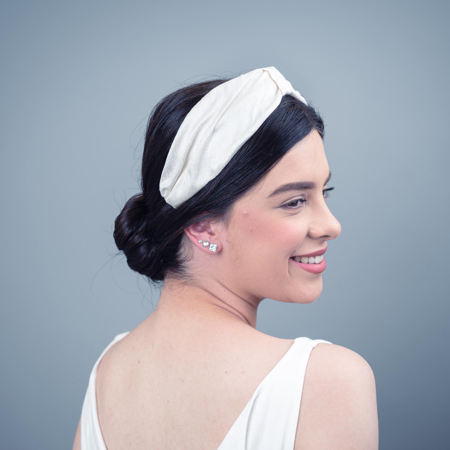 Georgie Ivory Silk Turban Headband