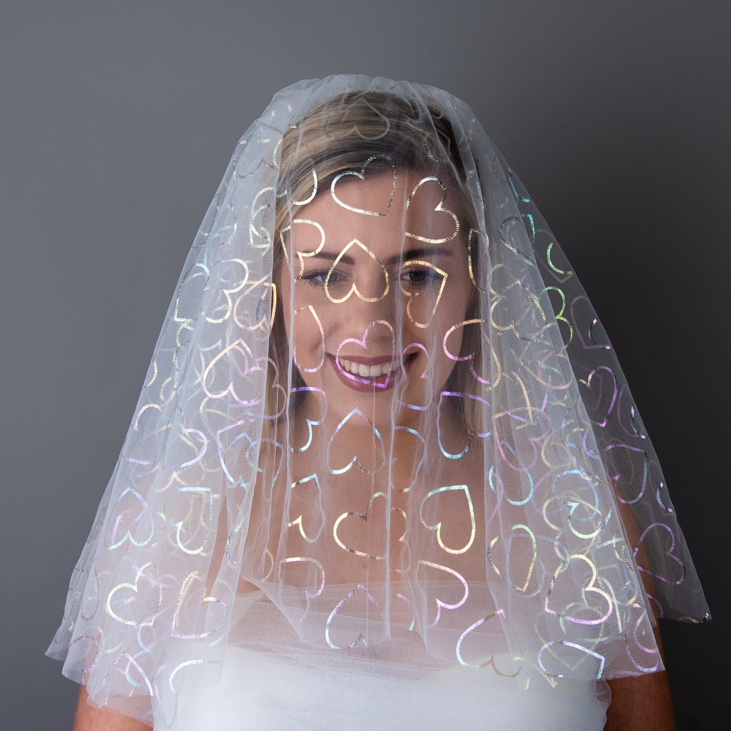 Love Is in the Air wedding veil with heart motif