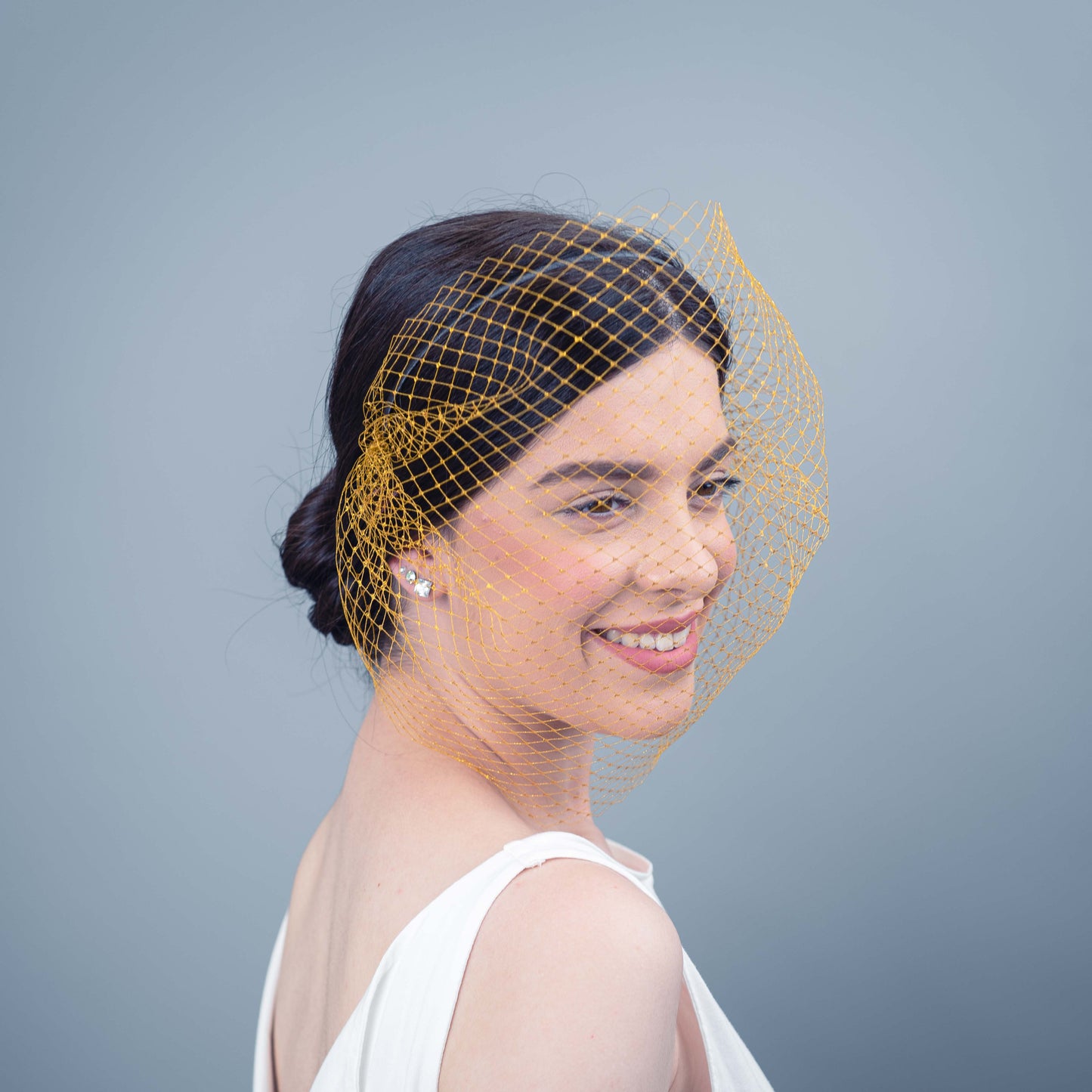 Valerie full face veil headpiece in gold