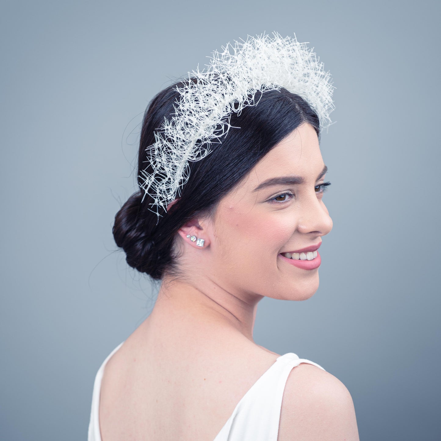 You Are the Best Thing Ruffle Veil Headpiece in White